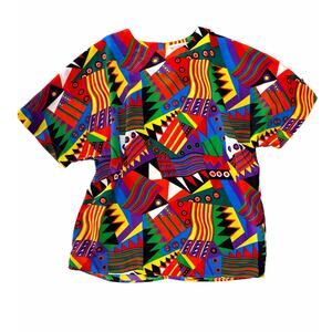 Martinique 90s Geometric Color Splash Short Sleeve Top size Medium